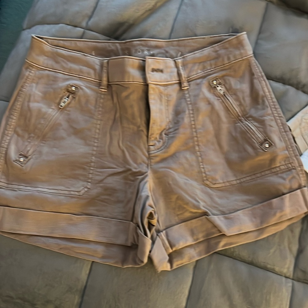 WHBM size 4 cuffed shorts in tan. Excellent condition.